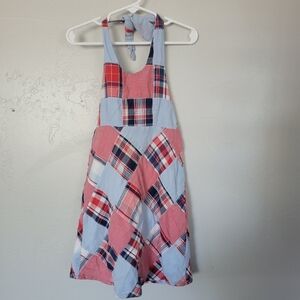 Hartstrings Little Girl 4 Red White Blue Patchwork Plaid Halter Top Dress July 4